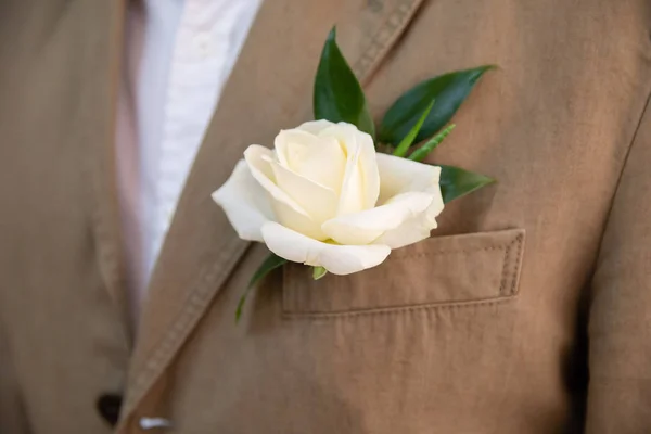 Belo Boutonniere Noivo Desenhe Boutonniere Dia Casamento — Fotografia de Stock