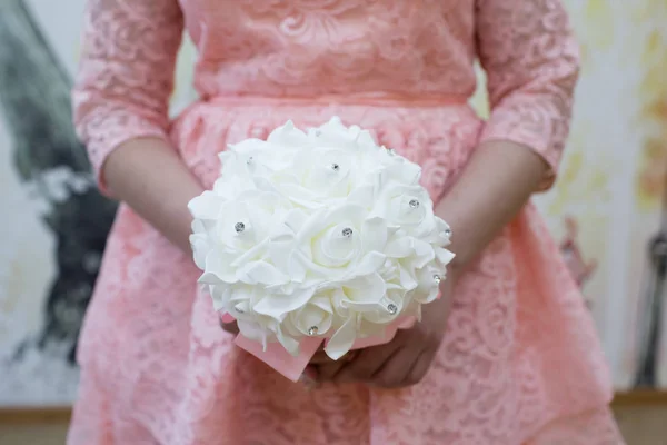 Beautiful Wedding Bouquet Flowers Hands Bride — Stock Photo, Image