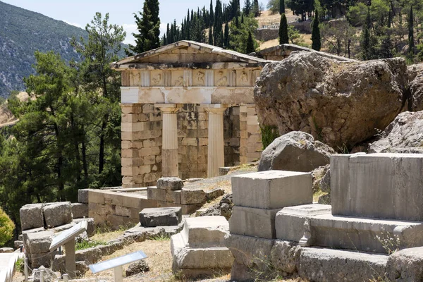 Ruínas Temple Apollo Delphi Verão Greece Temple Pagão Grego Antigo — Fotografia de Stock