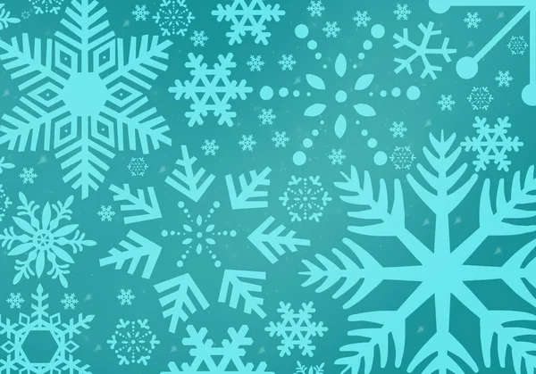 Illustration Blue Snowflakes Turquoise Background — Stock Photo, Image