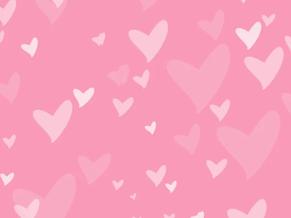 Ροζ Και Λευκές Καρδιές Διαφορετικού Μεγέθους Ροζ Φόντο Εικονογράφηση — Φωτογραφία Αρχείου