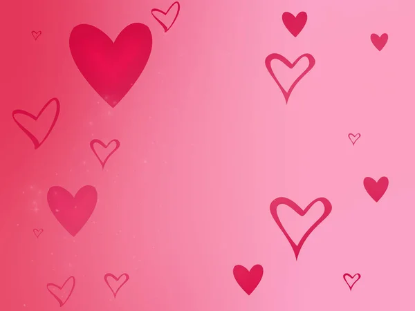 Cuori Rossi Posto Iscrizione Sfondo Rosa Biglietto San Valentino Illustrazione — Foto Stock