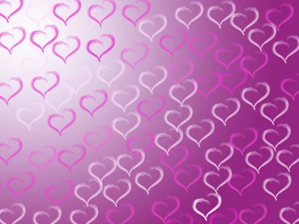 lot of purple and white hearts on a pink, purple background, illustration