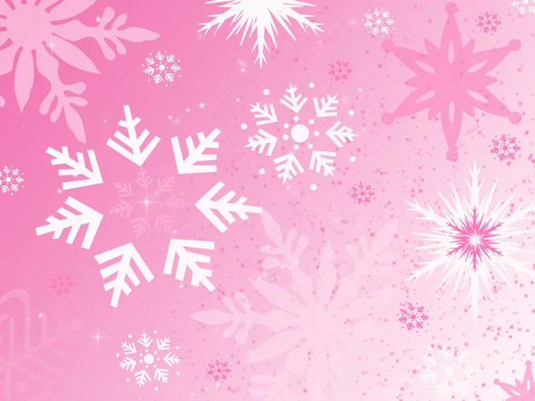 White Pink Snowflakes Pink Background Illustration Winter Print — Stock Photo, Image