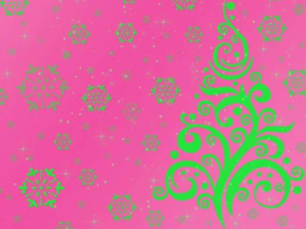Openwork Green Christmas Tree Green Snowflakes Purple Background Illustration Lilac — Stock Photo, Image
