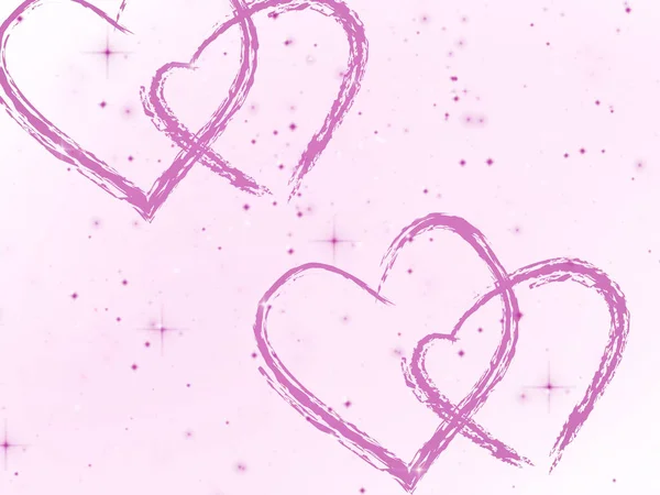 情人节 粉红色的心在白色背景与粉红色和白色的光 — 图库照片