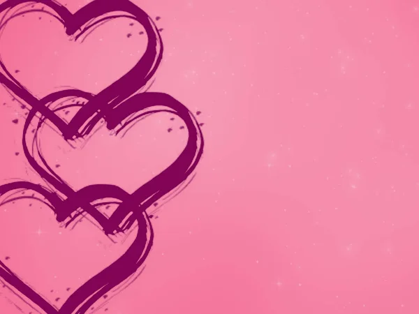 Εικονογράφηση Ημέρα Του Αγίου Βαλεντίνου Μωβ Καρδιές Ροζ Φόντο — Φωτογραφία Αρχείου