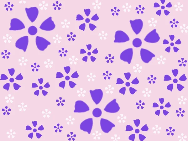 Purple White Flowers Pink Background Print Drawing Illustration — Stock Photo, Image