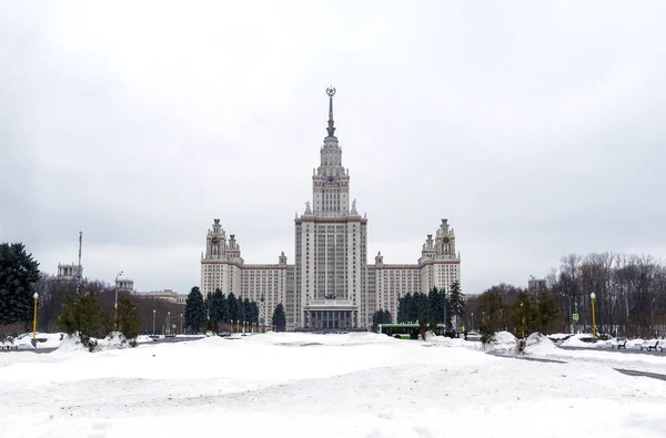 Здание Московского Государственного Университета Москве Московский Университет Зимой — стоковое фото