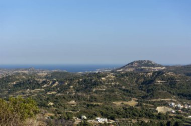 Rodos Adası görünümü, Yunanistan, toprakdan adanın görünümü 