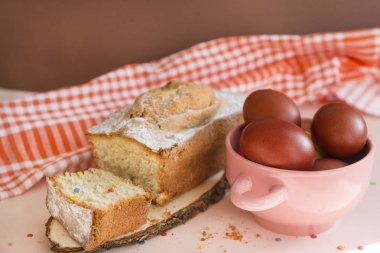 Paskalya, tabak kahverengi yumurta, cupcake, havlu