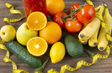 portakal, limon, elma, muz, domates, avokado, salatalık,
