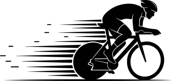 White showing black silhouette of a cyclist in motion...