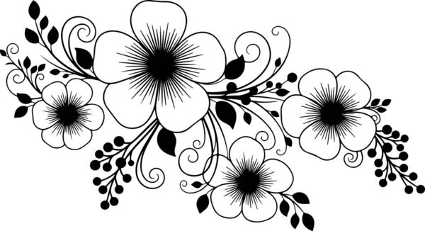 Черно-белый цветочный декоративный элемент