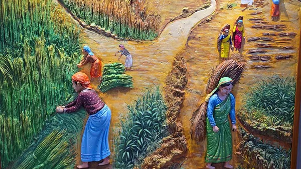 Uttarakhand Kadınları Dağ Tarlalarında Çim Topluyor. Yüksek kalite fotoğraf