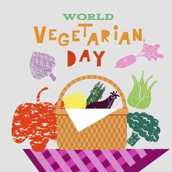 Всесвітній Вегетаріанський День Шаблон Плакат Банер Стилі Плоского Мультфільму Векторні — стоковий вектор