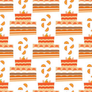 Dondurma, waffle, tatlı kekler, turtalar, çikolatalı dondurmalar ve meyveli kekler, tatlılar ve pastalar. Çizgi film tarzında vektör illüstrasyonu.