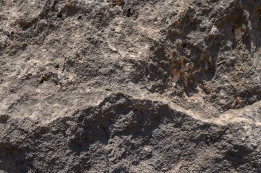 Güneş ışığı engebeli bir kaya yüzeyine gölge düşürür, doğal bir ortamda karmaşık dokuları ve renkleri ortaya çıkarır..