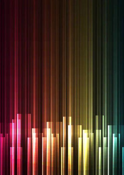 Multicolor Frequency Bar Overlap Dark Background Stripe Layer Backdrop Technology — Stock Vector