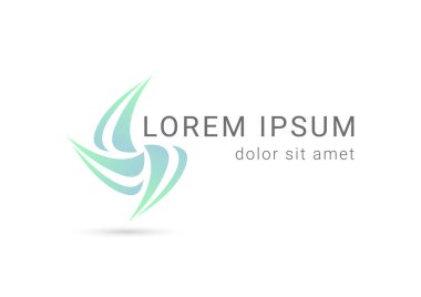 Petal curl vektör logo tasarım şablonu, eğri sembolü, vektör çizim çiçek yel değirmeni simgesi, yaprak işareti