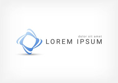 mavi rhombus vektör logo tasarım şablonu, birlik simgesi, negatif boşluk, topluluk sembolü örgü, illüstrasyon vektör