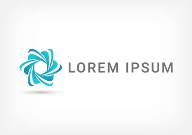 mavi altıgen yıldız vektör logo tasarım şablonu, birlik simgesi, negatif boşluk, topluluk sembolü örgü, illüstrasyon vektör