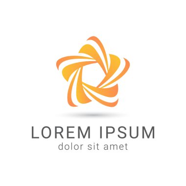 sarı yıldız vektör logo tasarım şablonu, birlik simgesi, negatif boşluk, topluluk sembolü örgü, illüstrasyon vektör