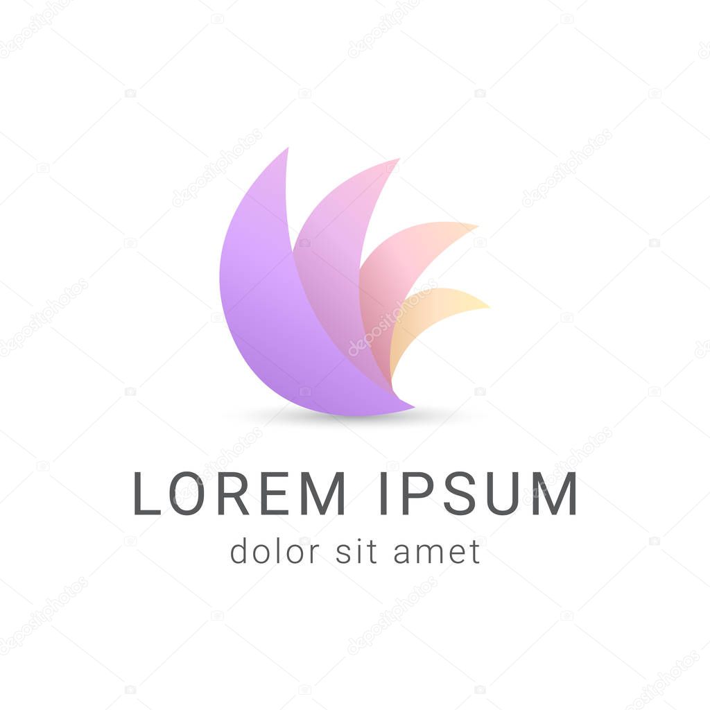 Petal vector logo design template, floral icon, leaf sign, curve symbol, vector illustration