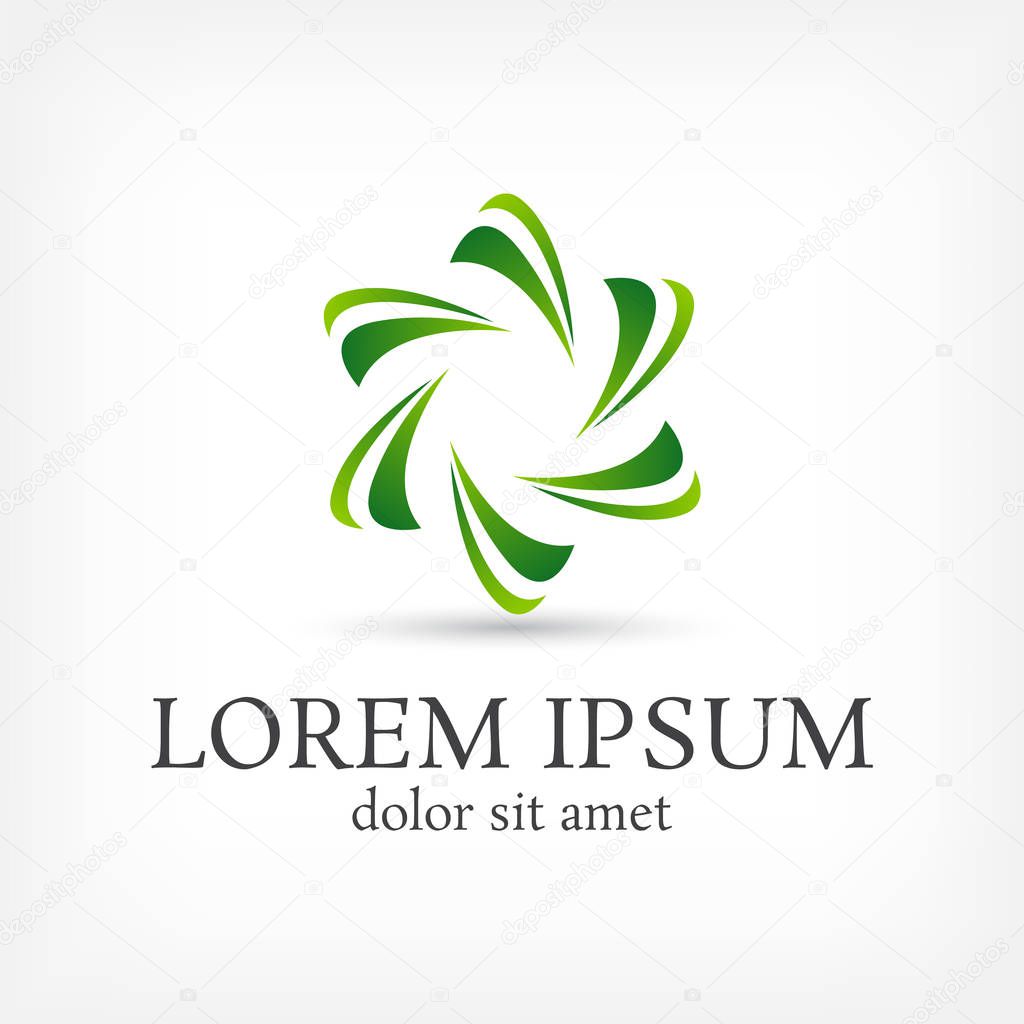Green hexagon star vector logo design template, unity icon, weave negative space, community symbol, vector illustration