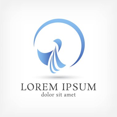 mavi kuş çevirmek baş en az vektör logo tasarım şablonu, sinek simgesi, özgürlük işareti, eğri sembolü, vektör çizim