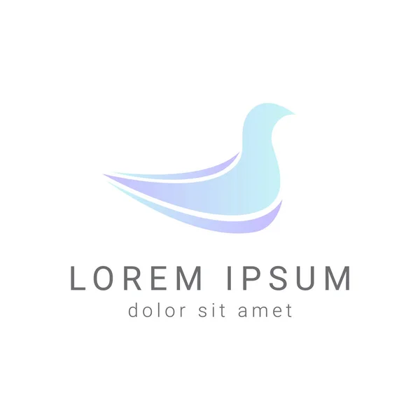 blue bird minimal vector logo design template, dove icon, freedom sign, curve symbol, vector illustration