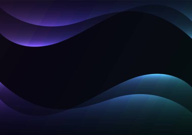 mavi çizgili eğri katman örtüşme koyu arka plan, dalga şeffaf zemin, basit teknoloji kalıp, vektör çizim