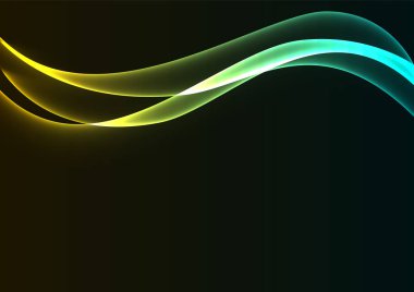 sarı mavi alev eğrisi katman örtüşme koyu arka plan, dalga şeffaf zemin, basit teknoloji kalıp, vektör çizim