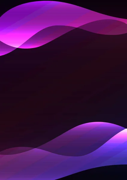 暗い背景 波を透明な背景 単純な技術テンプレート ベクトル図で曲線層の重複のピンクの青線 — ストックベクタ
