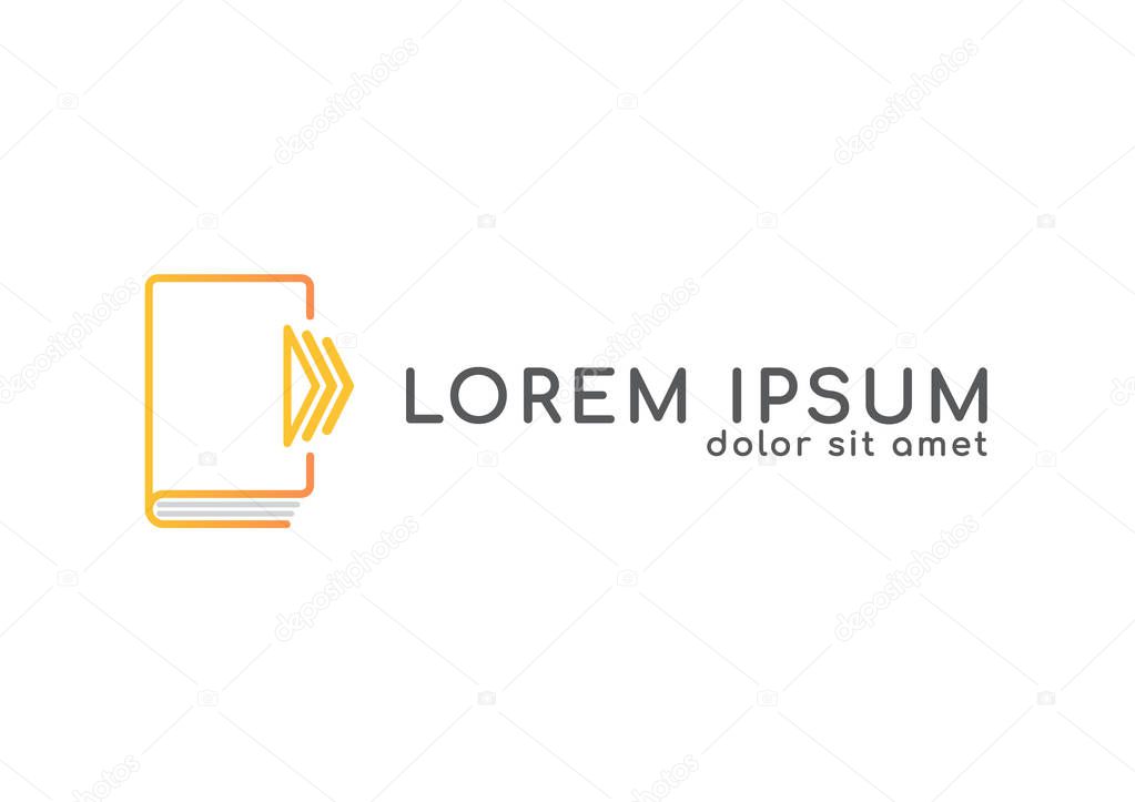 Ebook vector logo design template, letter e symbol, minimal notebook icon, education abstract sign, vector illustration