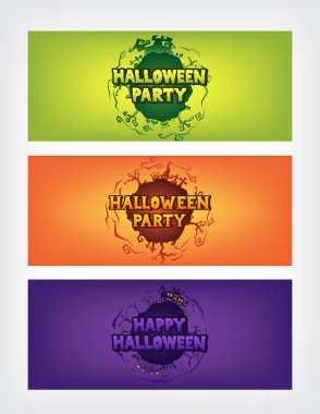 mutlu Cadılar Bayramı daire degrade afiş, gece parti metinle kabartmak, illüstrasyon vektör