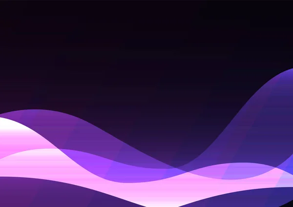 暗い背景 波を透明な背景 単純な技術テンプレート ベクトル図で曲線層の重複の紫色の線 — ストックベクタ