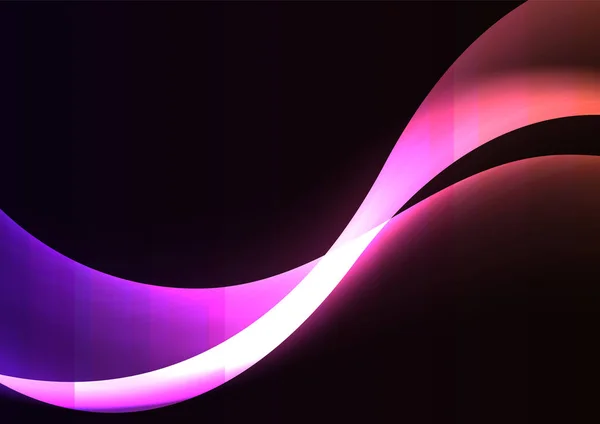 紫色の暗い背景 波を透明な背景 単純な技術テンプレートで曲線層の重複のオレンジ色の炎 ベクトル イラスト — ストックベクタ