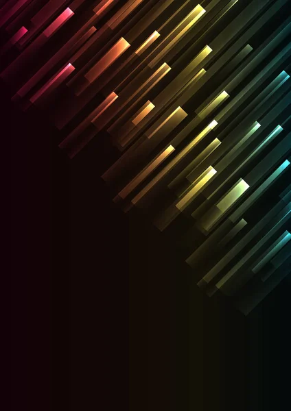 彩色重叠像素速度在黑暗背景 几何层运动背景 简单的技术模板 矢量插图 — 图库矢量图片