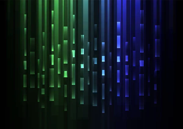 ベクトル図単純な技術テンプレート 幾何学的なレイヤー モーション背景暗い背景で緑青重複ピクセルの速度 — ストックベクタ