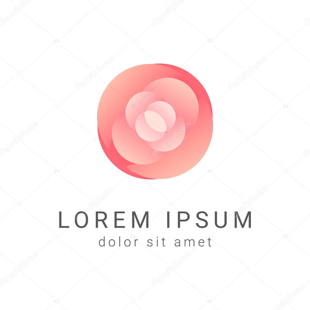 Orange rose vector logo design template, petal beauty icon, salon floral abstract sign, vector illustration