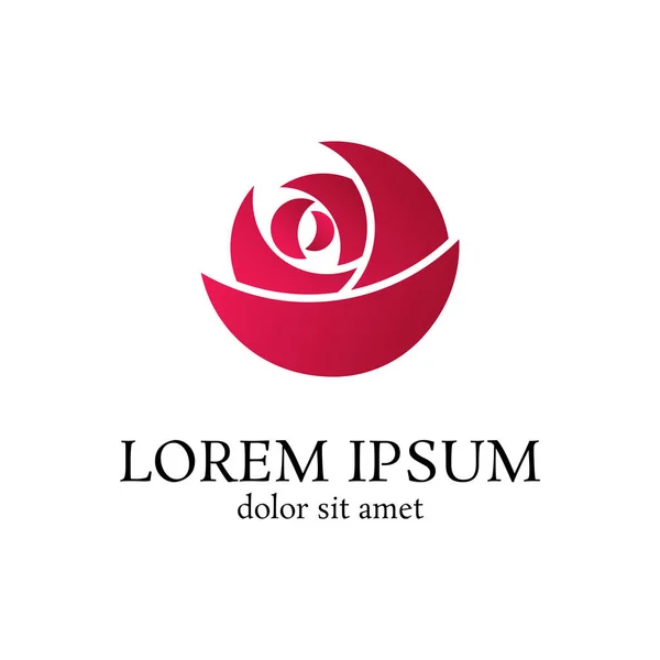 Rojo Curva Rosa Vector Logotipo Diseño Plantilla Icono Belleza Signo — Vector de stock