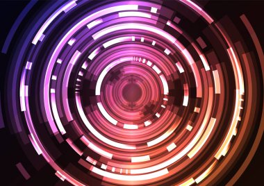 mor turuncu soyut daire arka plan, dijital örtüşme katman hattı, basit bir teknoloji tasarım şablonu, vektör çizim