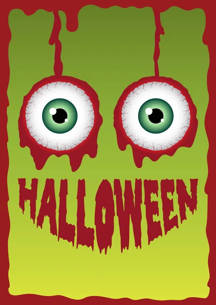 Halloween Sorriso Horror Com Fundo Sangue Globo Ocular Ilustração Vetorial —  Vetores de Stock