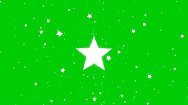 Yeşil ekran yıldızları hareket döngüsü animasyonu. Profesyonel video yapımında özel efektler, astronomi görselleri, bilim kurgu düzenlemeleri, uzay sahneleri ve sinematik örtüşmeler için idealdir..