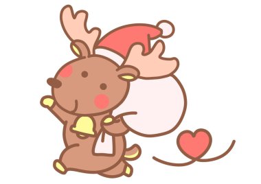 Hediye çantası taşıyan küçük ren geyiği