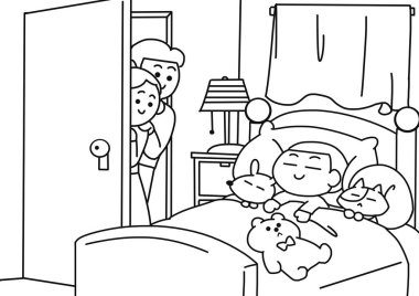 Küçük çocuğun odasında tatlı bir rüyası var..