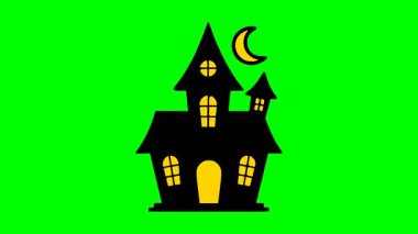 Ürkütücü Cadılar Bayramı perili ev vektör ürkütücü gece temalı illüstrasyon