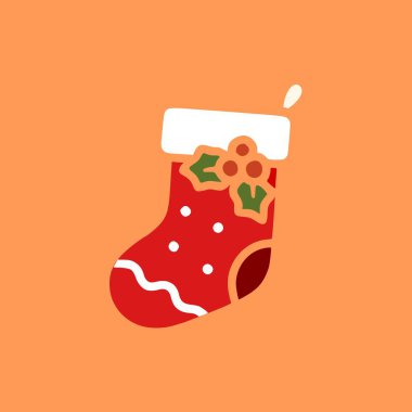 Noel neşesi için Noel süsleri, beyaz süslemeler, kırmızı vücut ve puantiyeli şirin Noel çorabı çizimleri