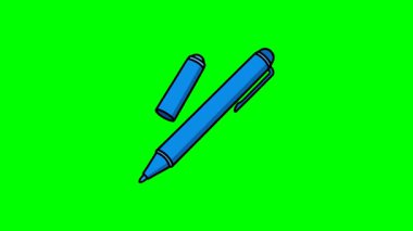 Çıkarılabilir başlıklı modern mavi kalemin düz tasarım vektörü, ofis malzemeleri ve eğitim için günlük yazma aracı simgesi